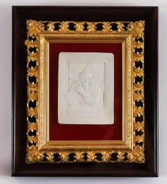 Antique Pair Intaglios Christ & Archangel Gabriel Florentine Frames 19th Century