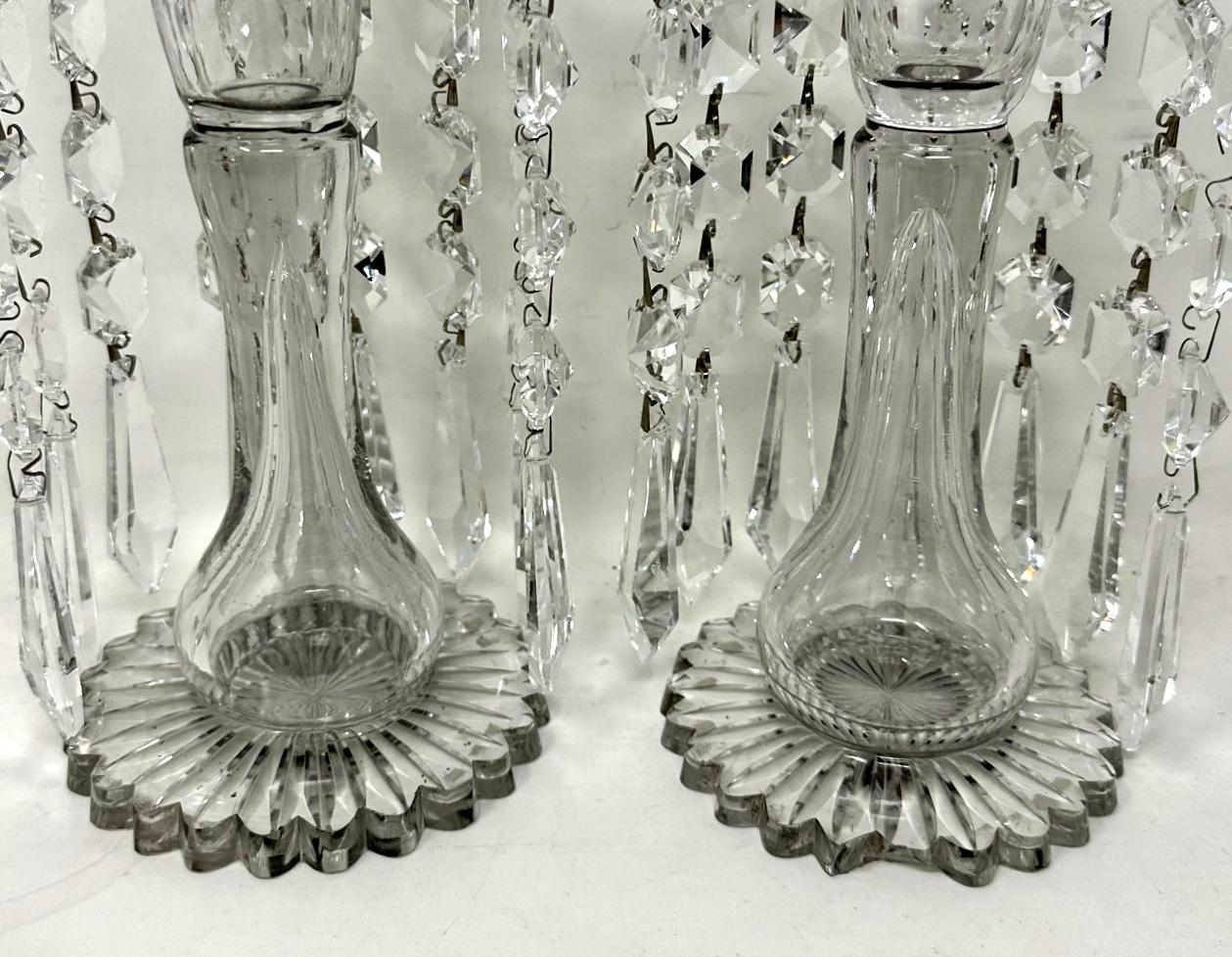 Antique Pair Irish Waterford Crystal Hand Cut Full Lead Lustres Vases Ireland 2