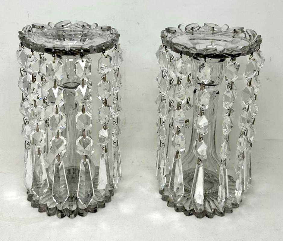 Antique Pair Irish Waterford Crystal Hand Cut Full Lead Lustres Vases Ireland 3