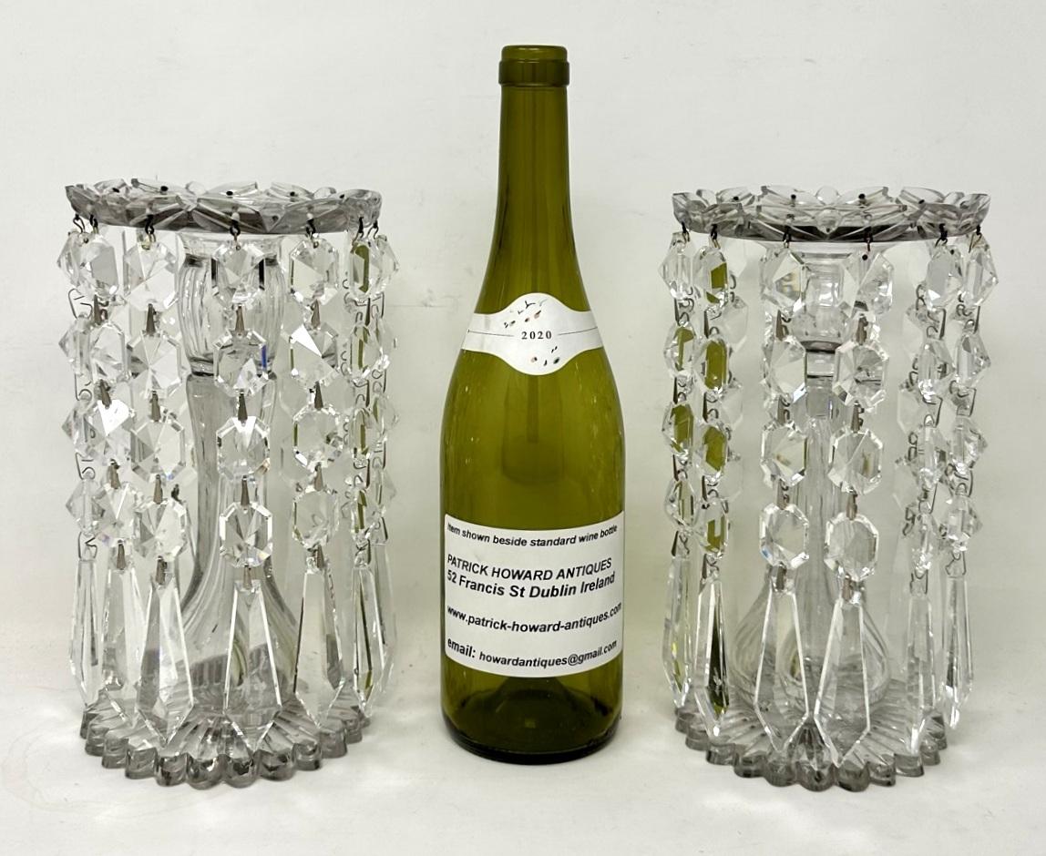 Antique Pair Irish Waterford Crystal Hand Cut Full Lead Lustres Vases