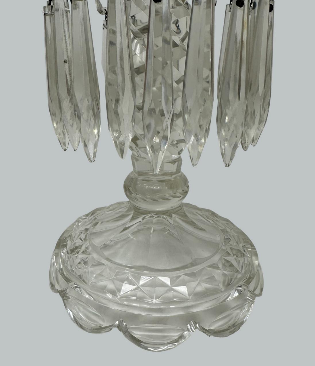 Antike Paar irische Waterford Crystal Hand geschliffene Lüster Lüster Vase Irland im Angebot 2
