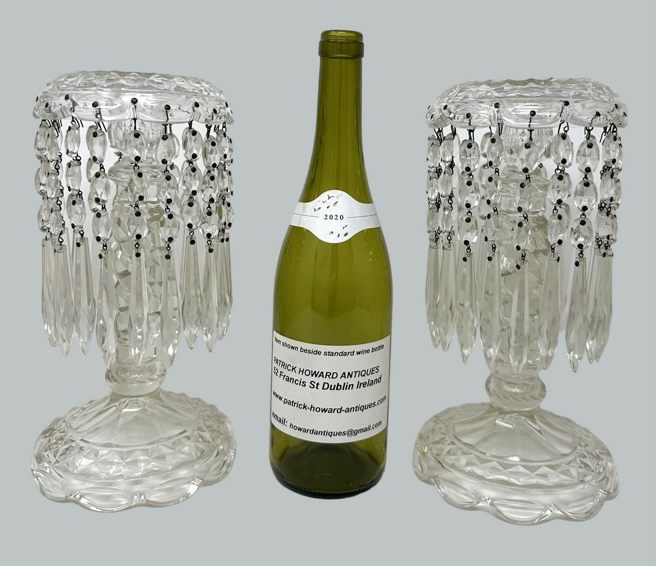 Antike Paar irische Waterford Crystal Hand geschliffene Lüster Lüster Vase Irland im Angebot 3