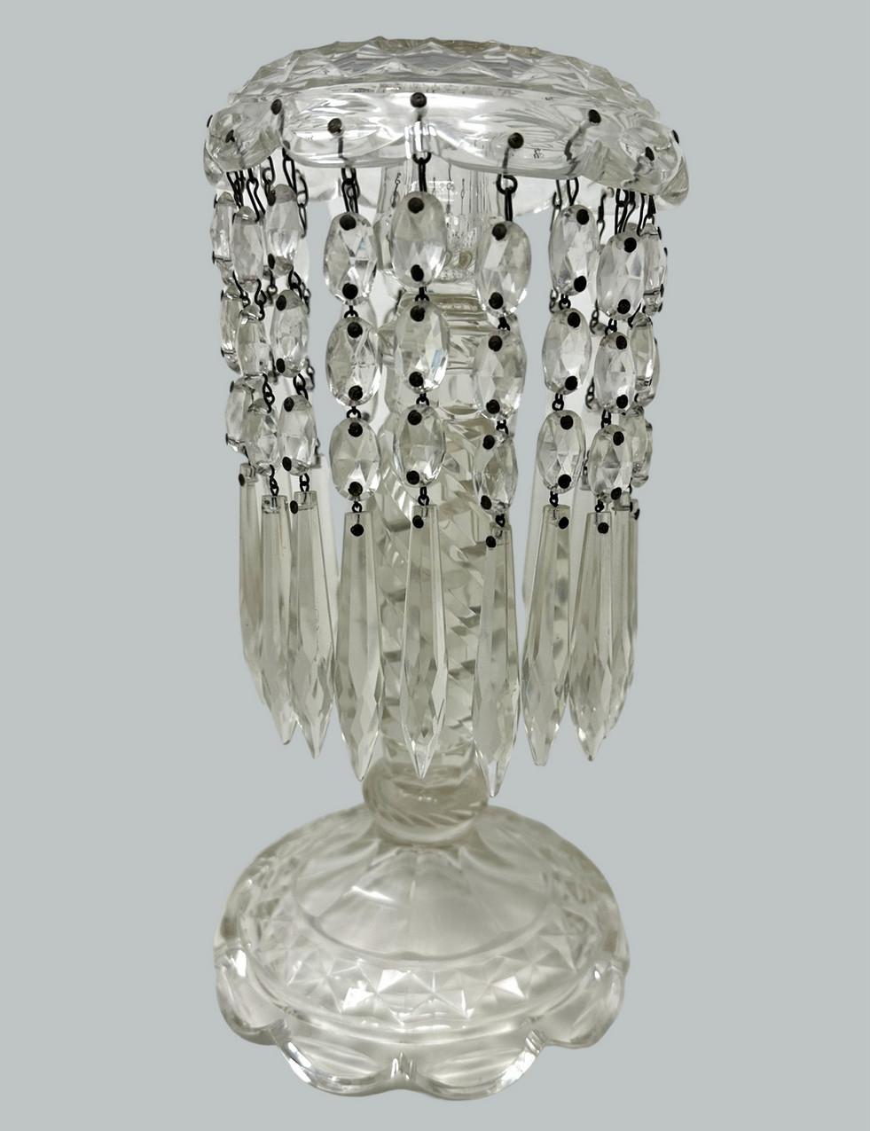 Antike Paar irische Waterford Crystal Hand geschliffene Lüster Lüster Vase Irland (Irisch) im Angebot