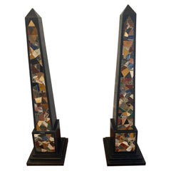 Antique Pair Italian Art Deco Specimen Marble Pietra Dura Decorative Objects