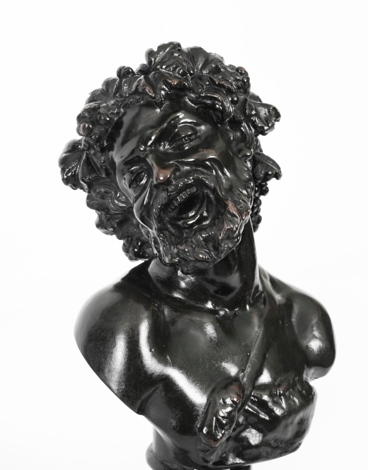 Antique Pair Italian Bronze Busts Dionysus and Ariadne by Clodion 18th Century 6
