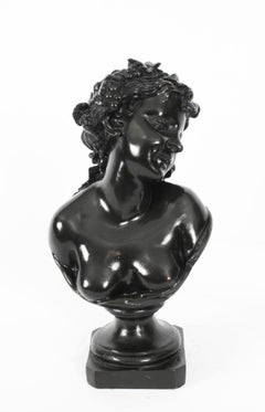 Antique Pair Italian Bronze Busts Dionysus and Ariadne by Clodion 18th Century