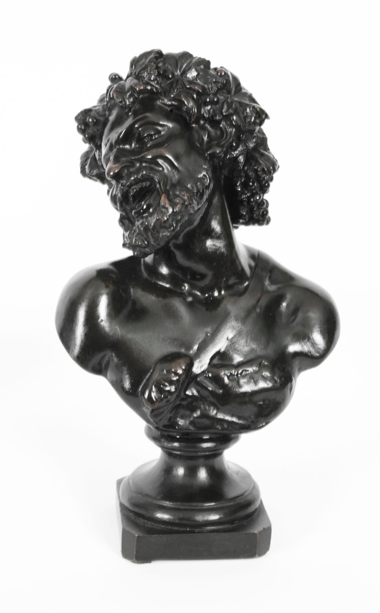 Antique Pair Italian Bronze Busts Dionysus and Ariadne by Clodion 18th Century 4