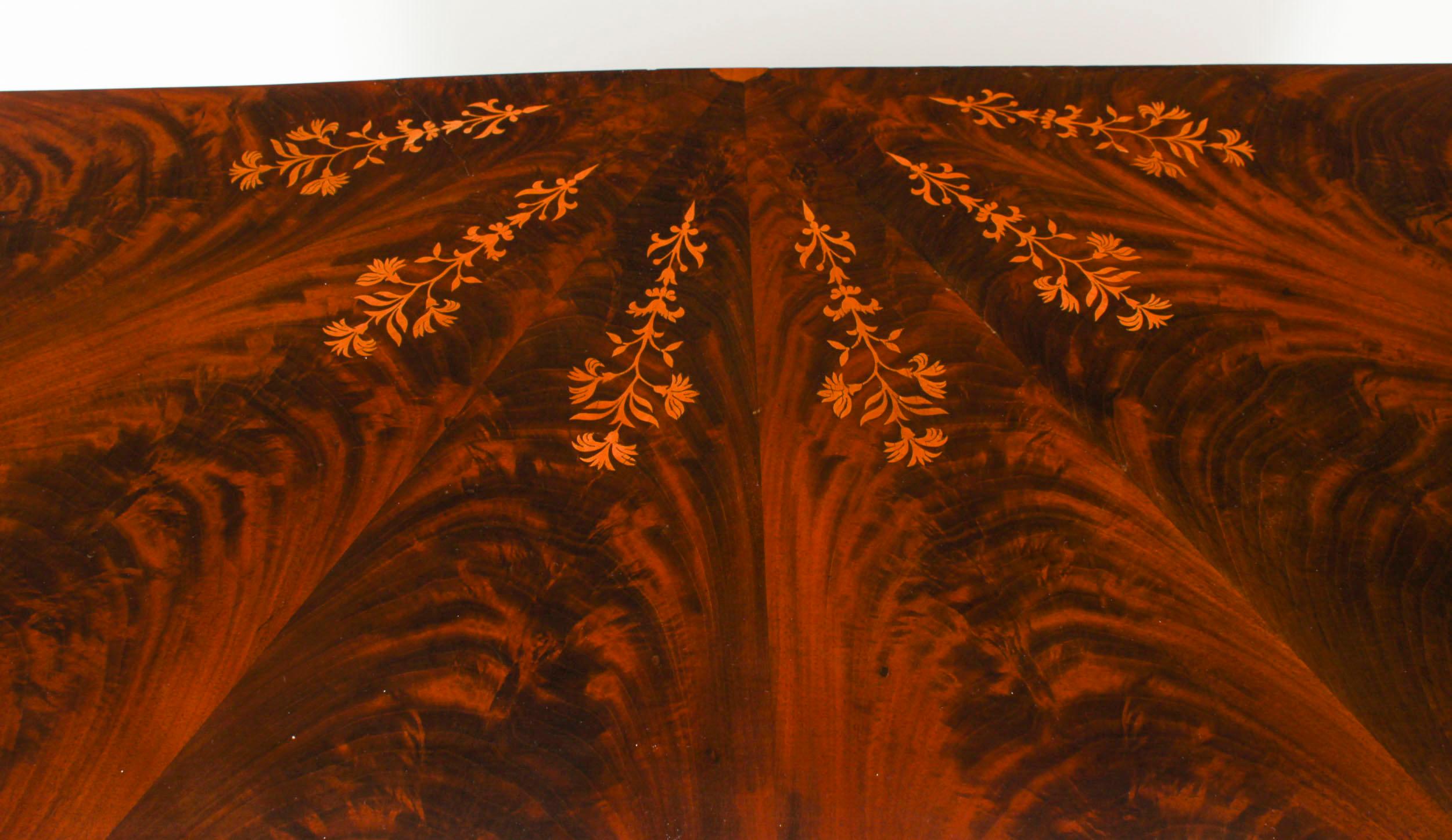 Antique Pair Italian Flame Mahogany Giltwood Dolphin Console Tables 19th Century For Sale 6