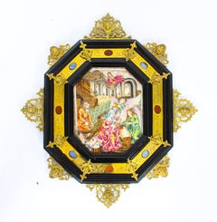 Antique Pair of Italian Framed Capodimonte Porcelain Plaques, 19th Century