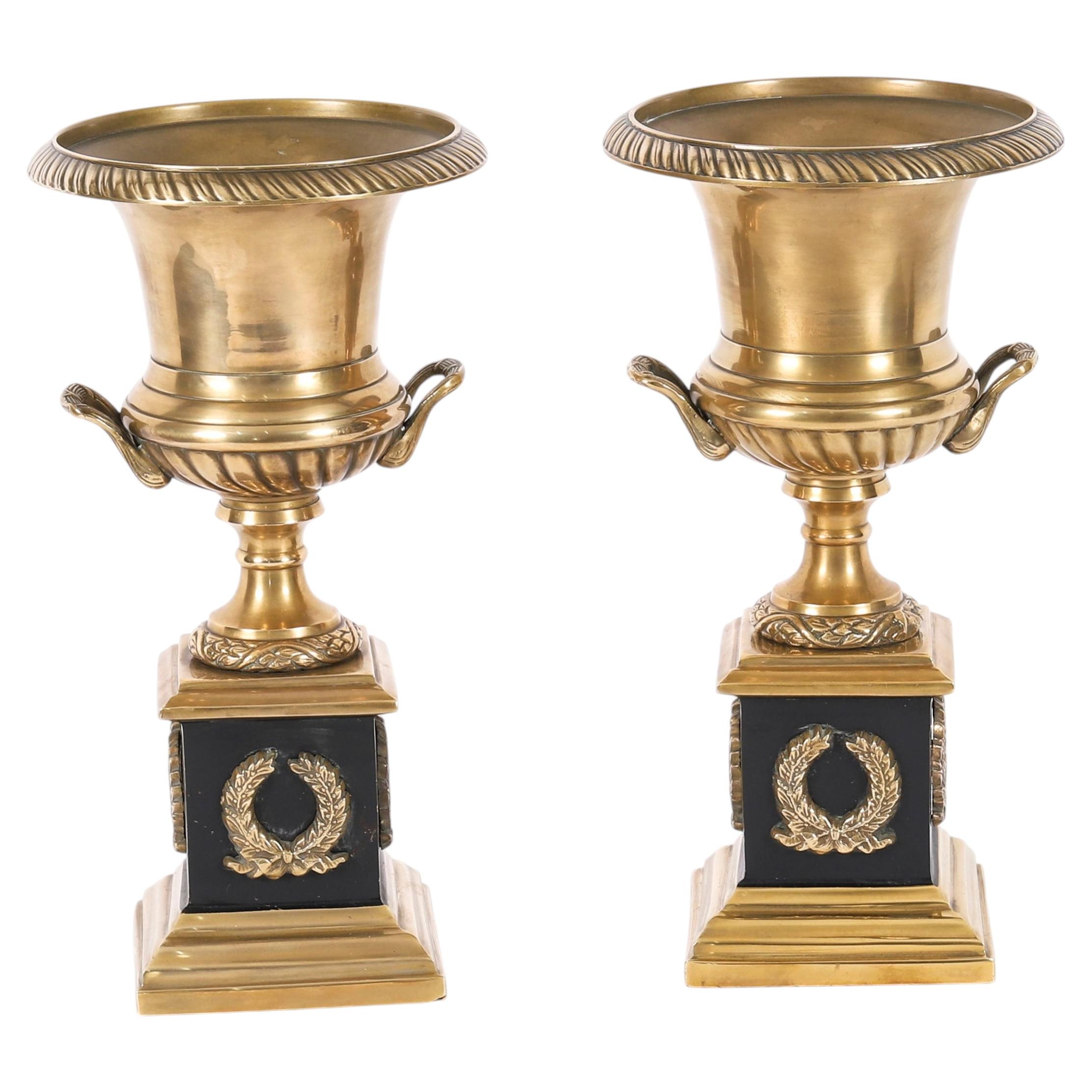 Antica coppia di urne campane in bronzo Borghese del XIX secolo in vendita