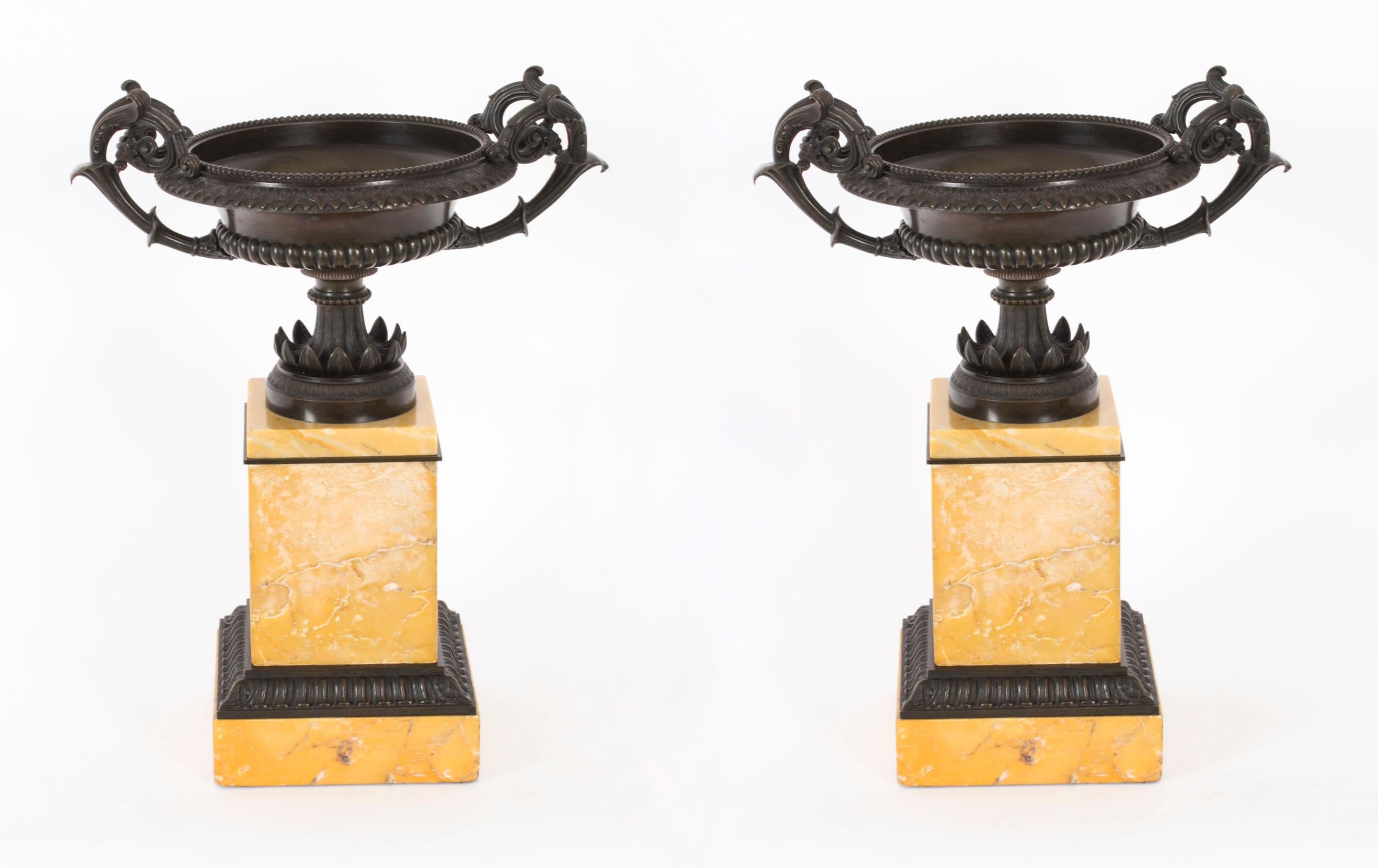 Antique Pair Italian Grand Tour Campana Urns 19th Century 12