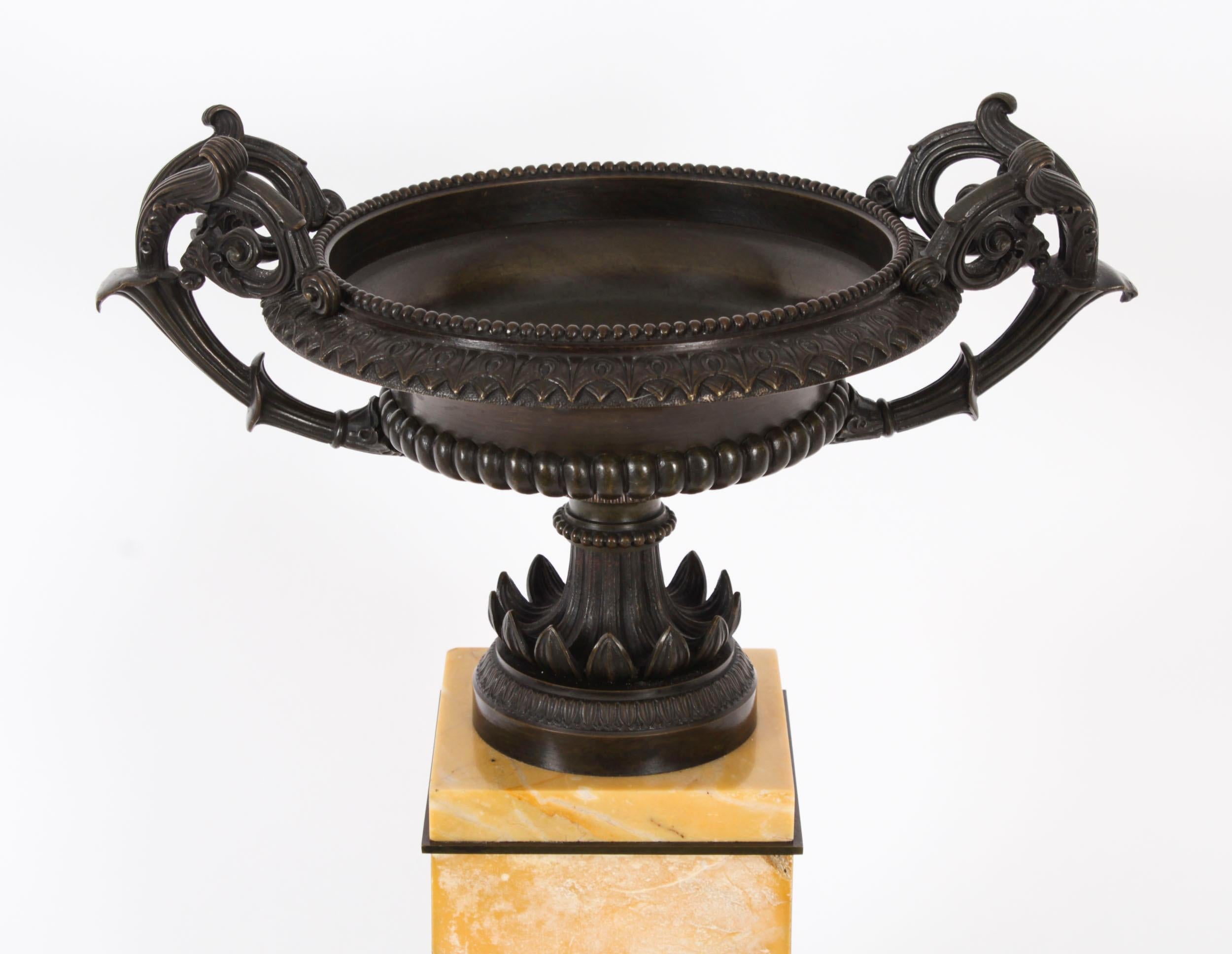 Bronze Antique Pair Italian Grand Tour Campana Urns 19th Century For Sale