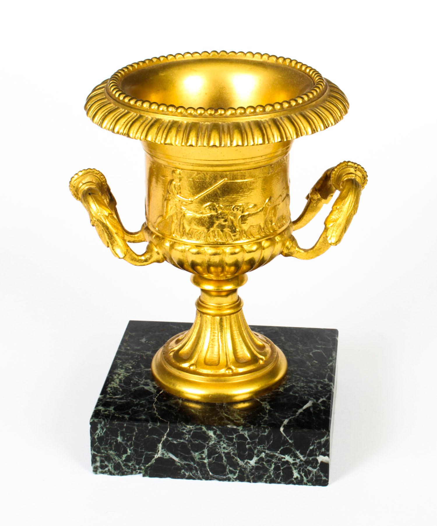 Antique Pair of Italian Grand Tour Gilt Bronze Classical Urns, 19th Century In Good Condition In London, GB