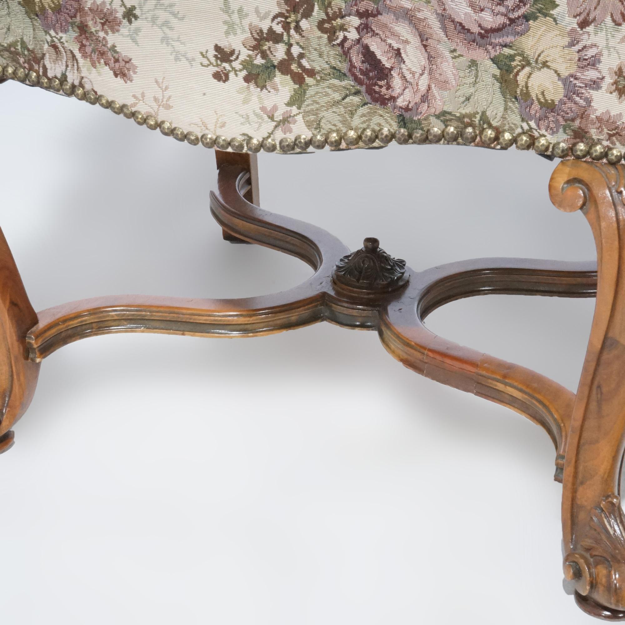 Antique Pair Italian Walnut Carved Arm Chairs, circa 1920 For Sale 11