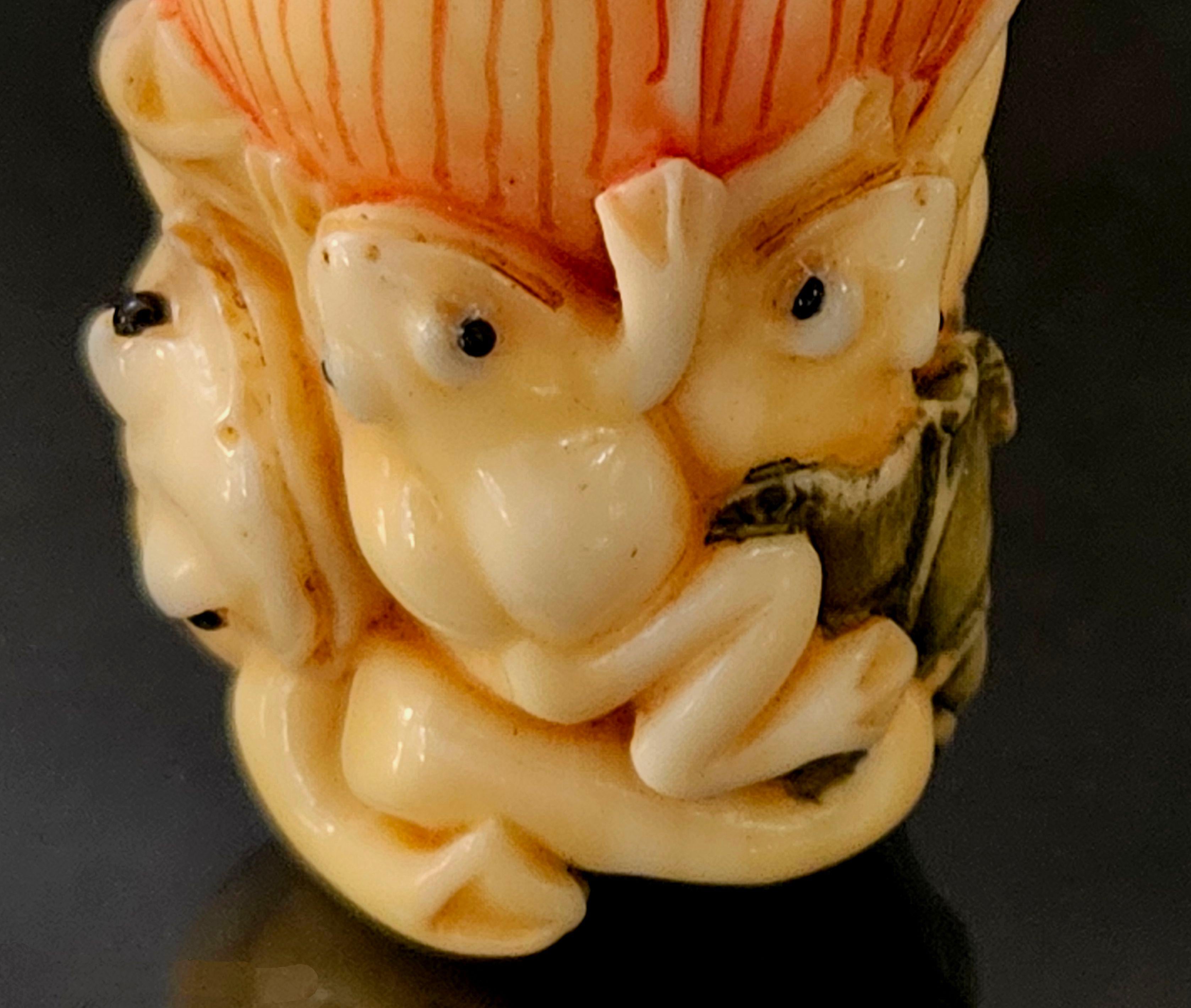 Antique Pair Japanese Carved Netsukes 