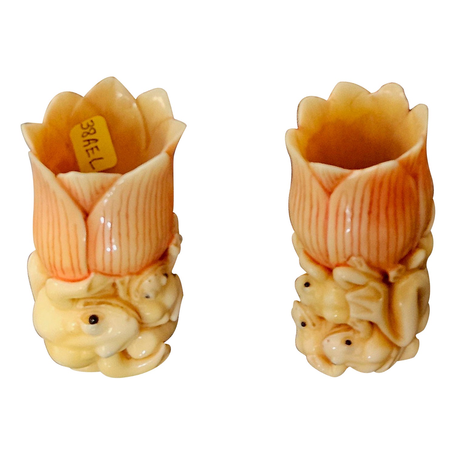 Antique Pair Japanese Carved Ivory Netsukes 