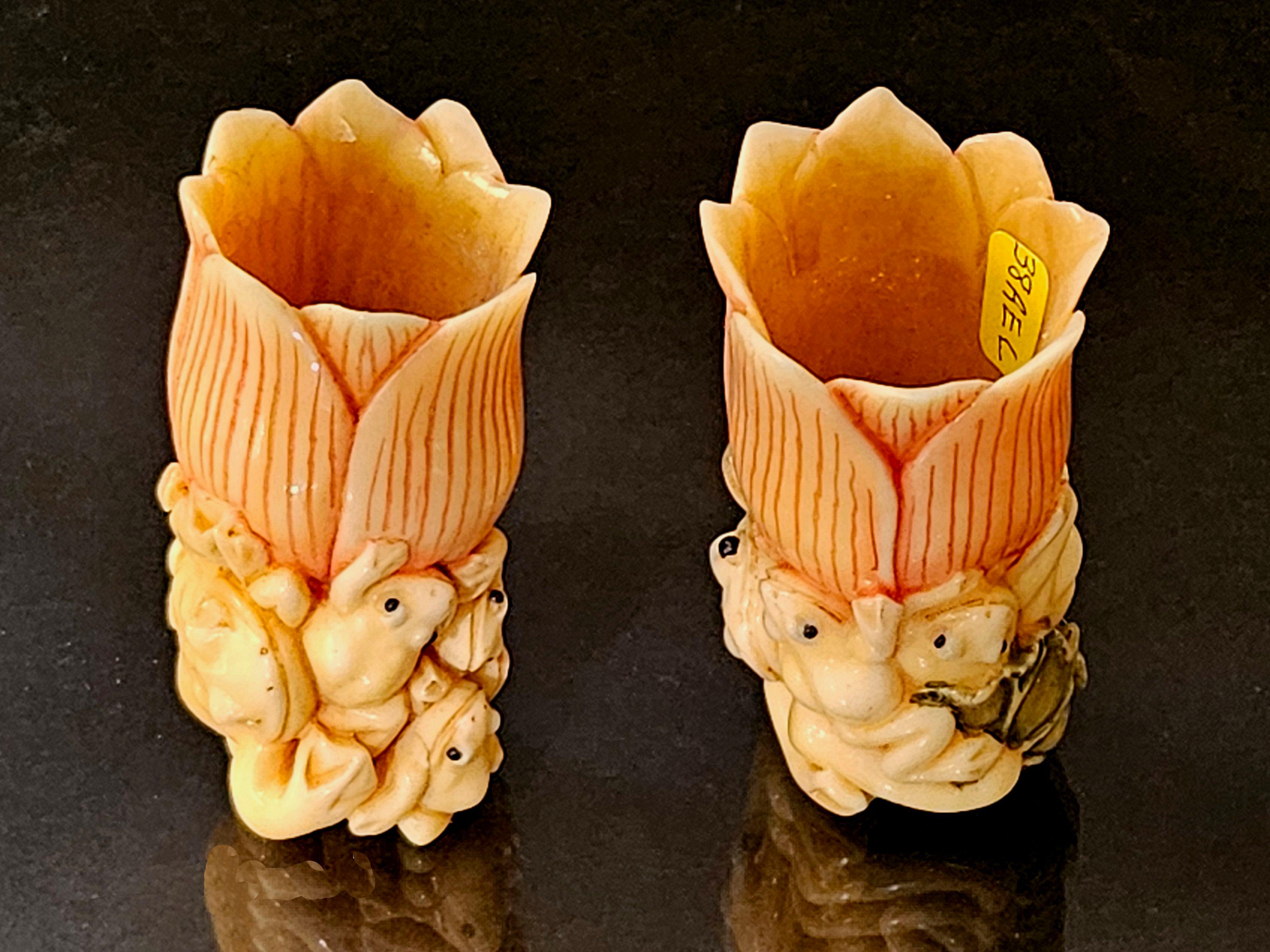 Antique Pair Japanese Carved Netsukes 