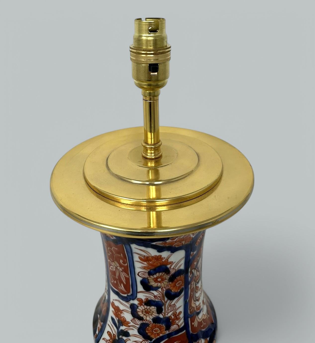 19th Century Antique Pair Japanese Chinese Imari Porcelain Ormolu Table Lamps Blue Red Gilt For Sale