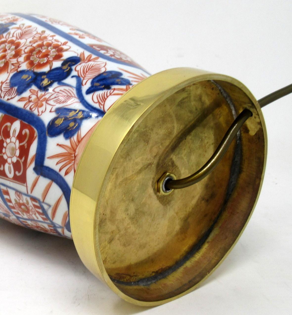 Ceramic Antique Pair Japanese Chinese Imari Porcelain Ormolu Table Lamps Blue Red Gilt