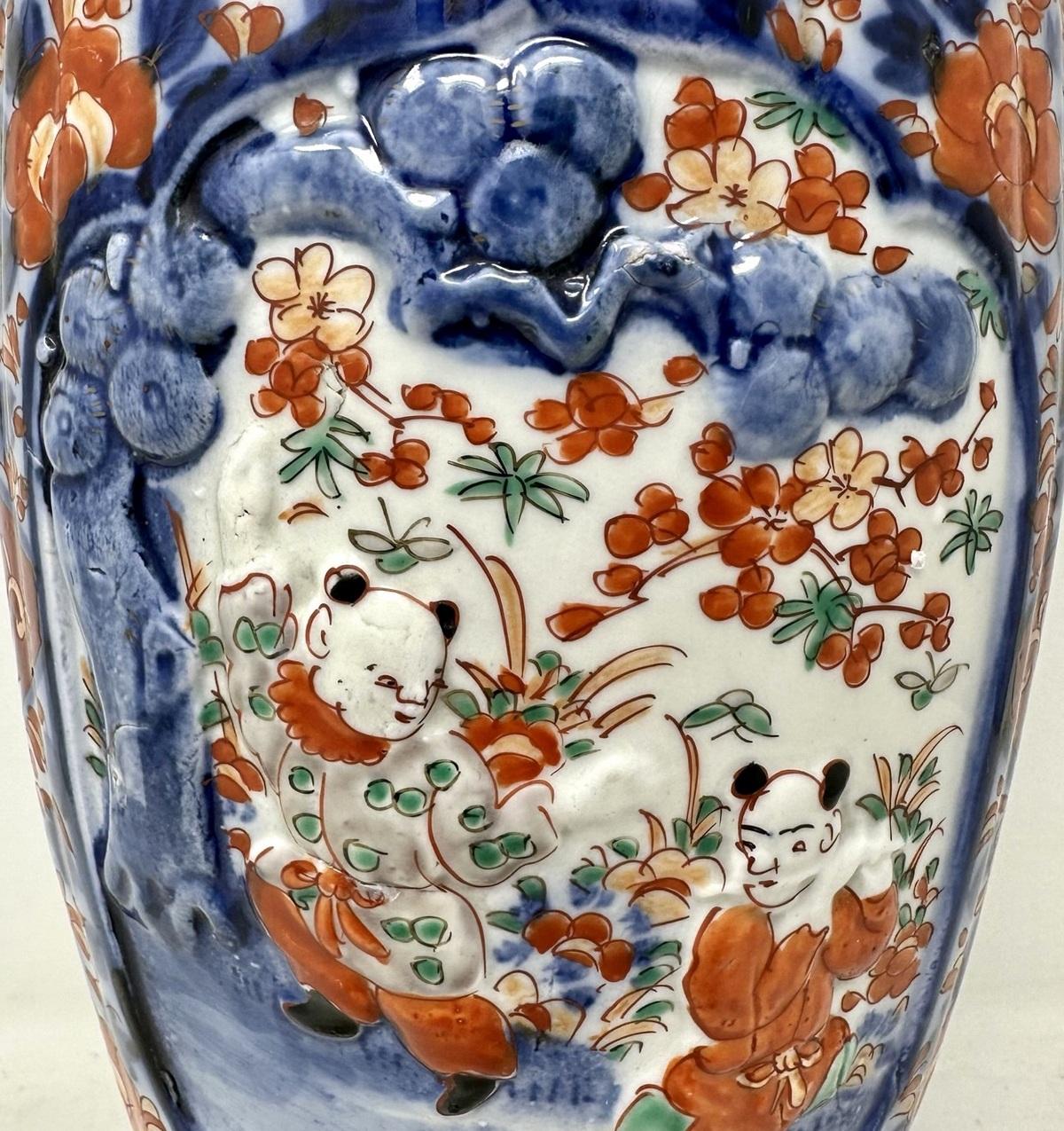 Antikes Paar japanische chinesische Imari-Porzellan-Goldbronze-Tischlampen in Blau, Rot und vergoldet im Angebot 2