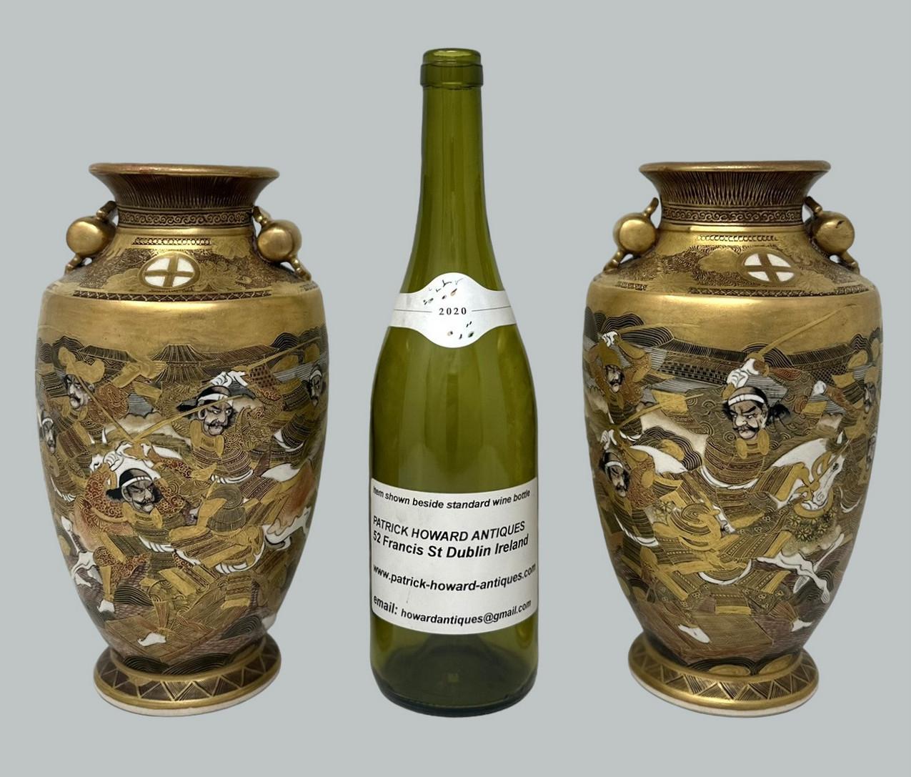Coppia di vasi antichi giapponesi Satsuma dipinti a mano Periodo Meiji 1868-1912 in vendita 7