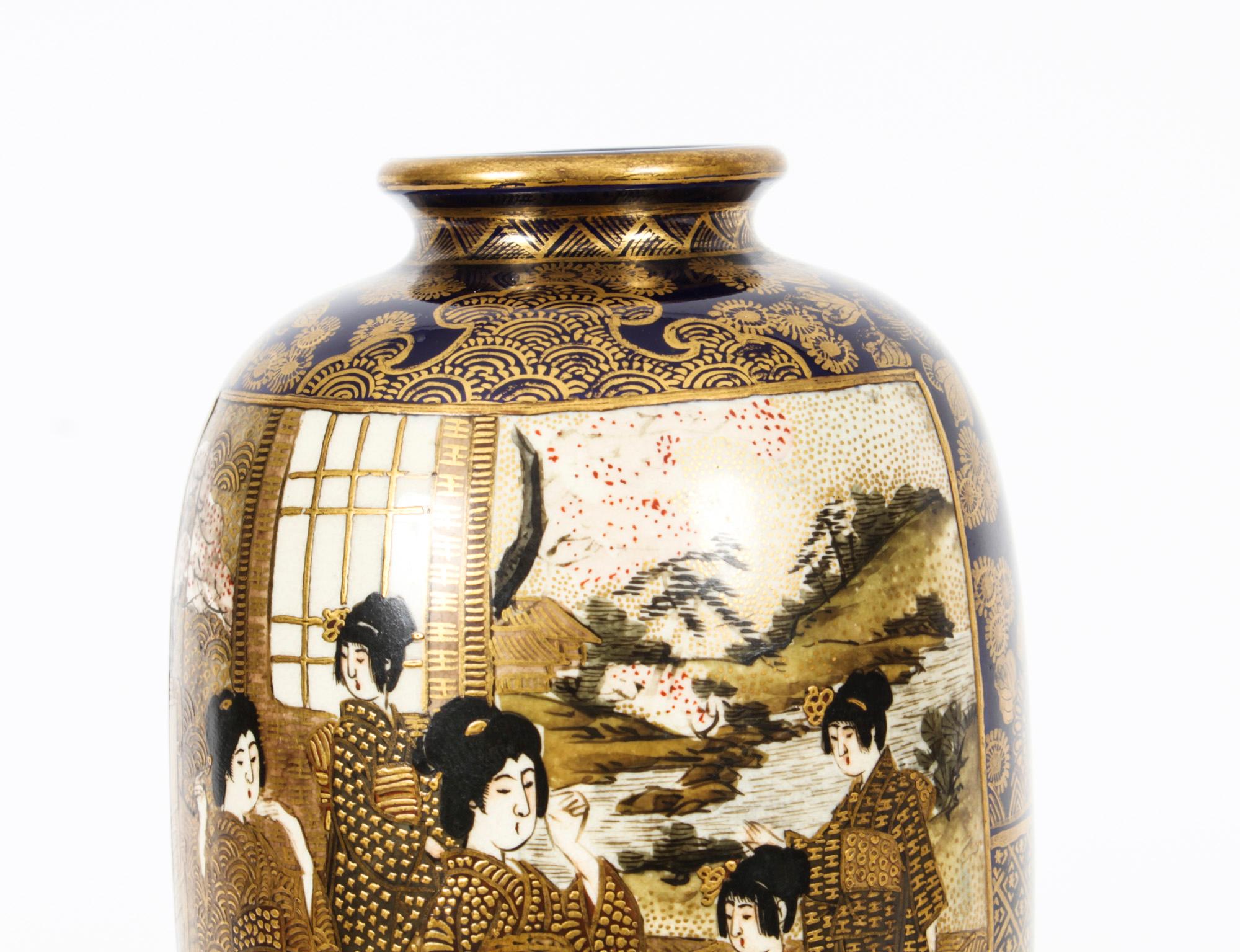 Antique Pair Japanese Satsuma Porcelain Meiiji Period Vases 19th Century 7