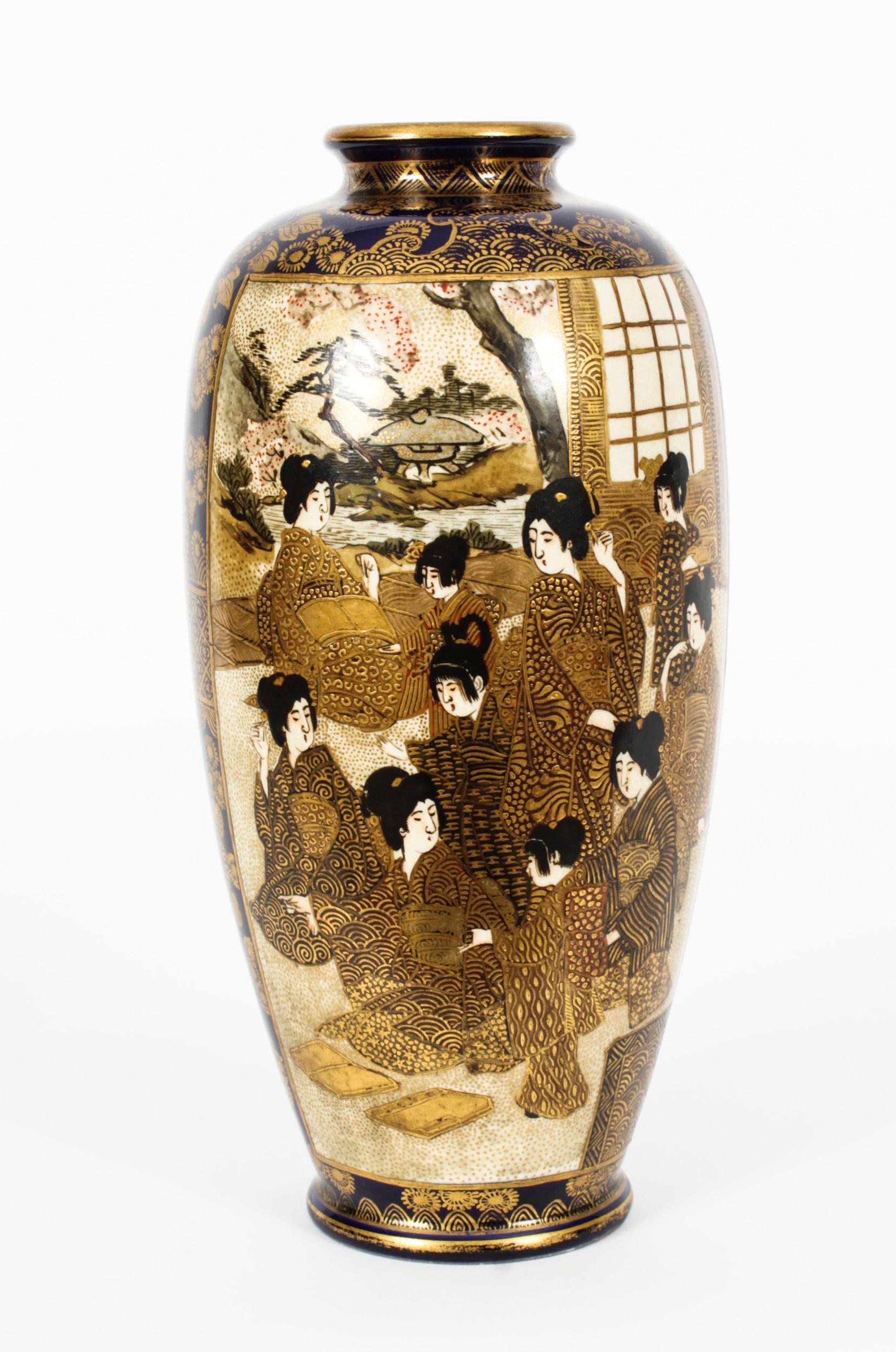 Antique Pair Japanese Satsuma Porcelain Meiiji Period Vases 19th Century 8