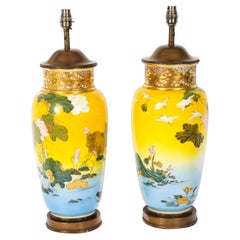 Antique Pair Japanese Satsuma Taizan Period Vases 19th Century
