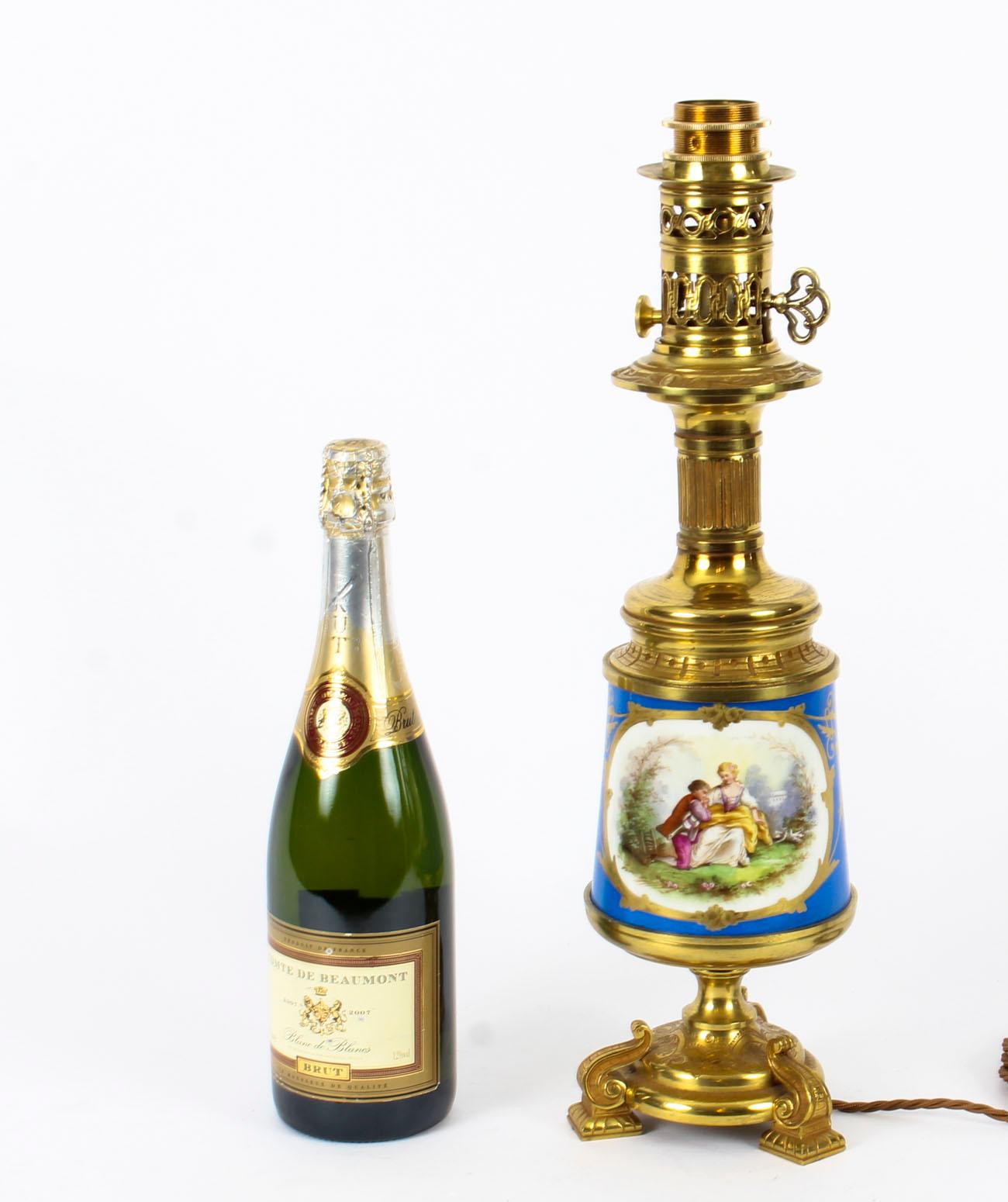 Antique Pair of French Bleu Celeste Sèvres Vases Lamps, 19th Century For Sale 13