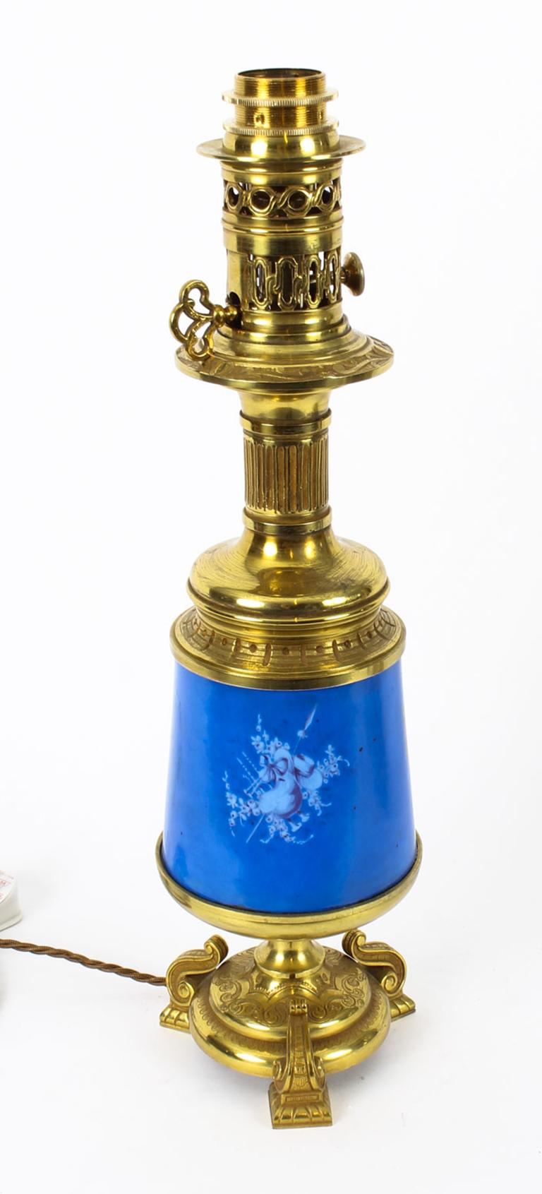 Antique Pair of French Bleu Celeste Sèvres Vases Lamps, 19th Century For Sale 2