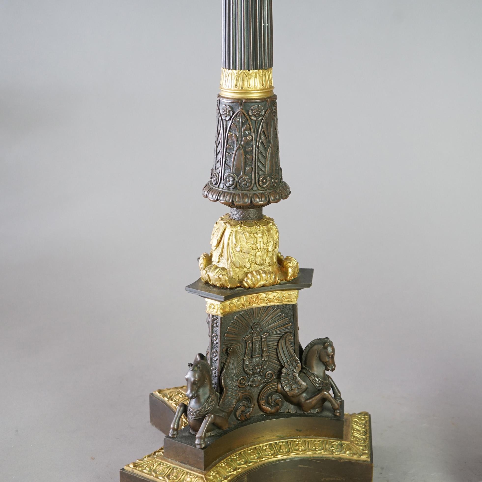 Antikes Paar große französische Empire-Pakete Vergoldete Bronze Figurale Kandelaber 19. im Angebot 5
