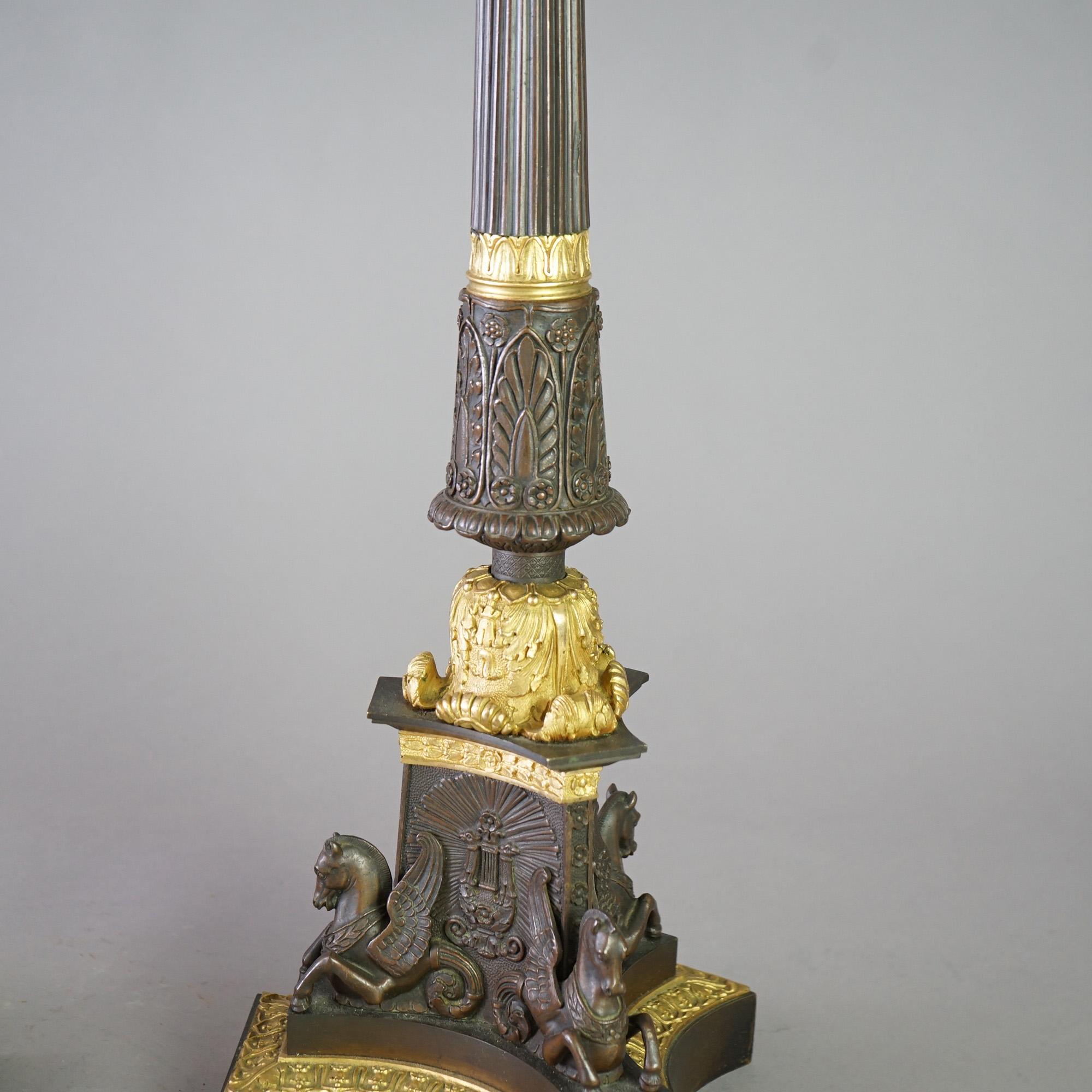 Antikes Paar große französische Empire-Pakete Vergoldete Bronze Figurale Kandelaber 19. im Angebot 6