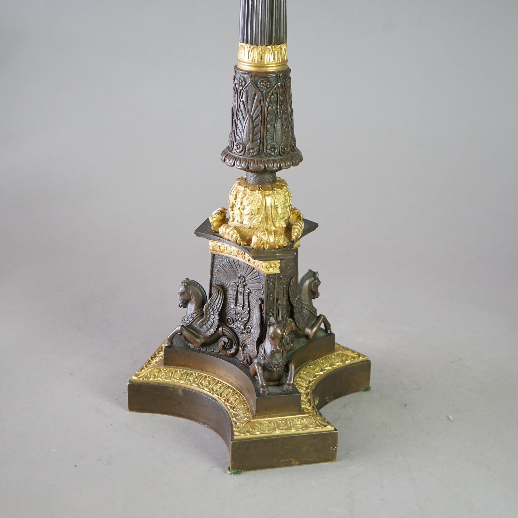 Antique Pair Large French Empire Parcel Gilt Bronze Figural Candelabras 19th C For Sale 8