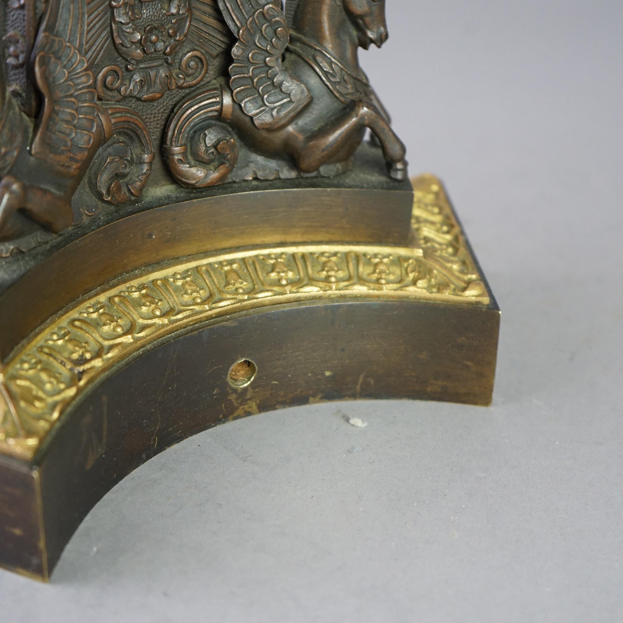 Antique Pair Large French Empire Parcel Gilt Bronze Figural Candelabras 19th C For Sale 10