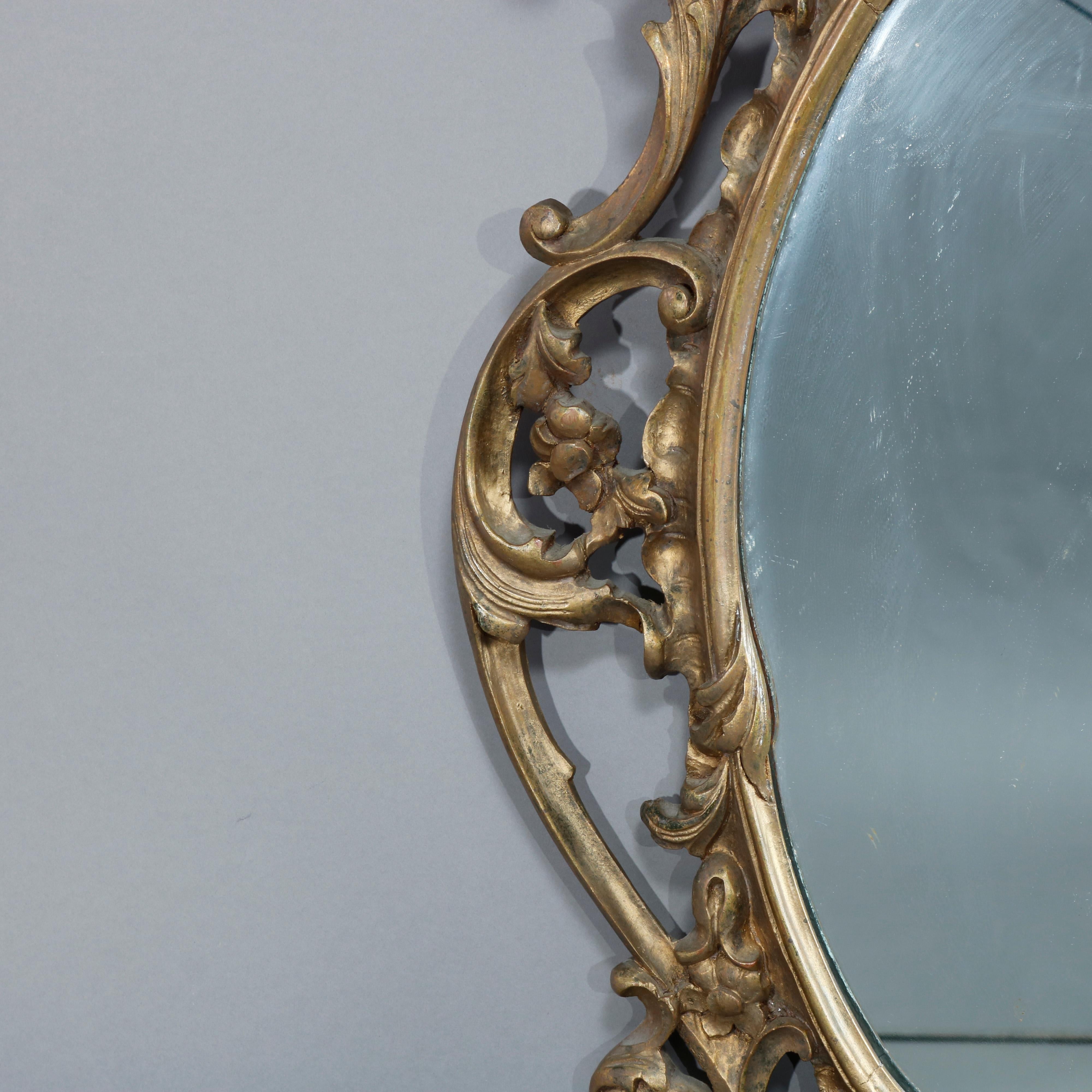 Antique Pair Large French Louis XIV Giltwood Wall Mirrors, 19th Century 1