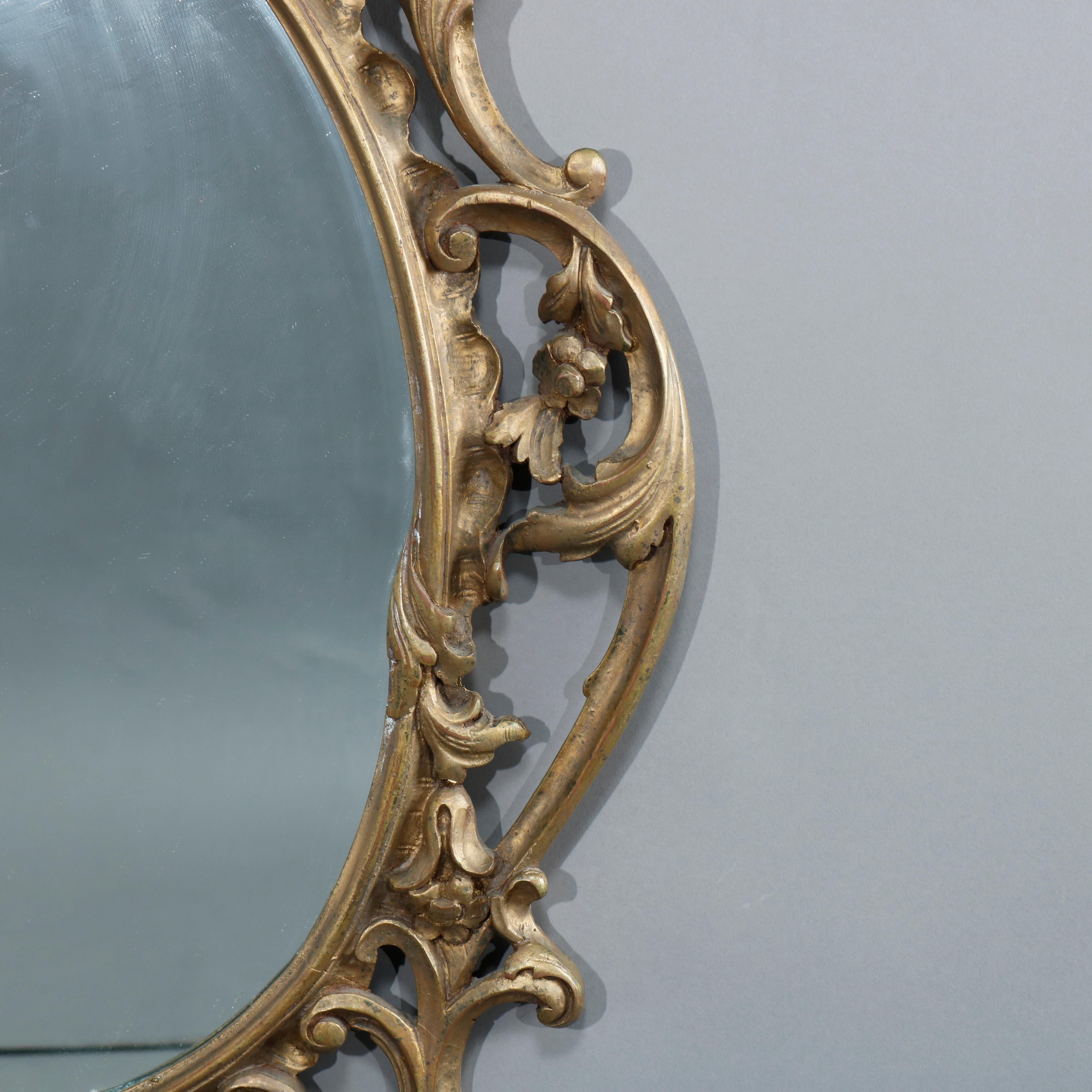 Antique Pair Large French Louis XIV Giltwood Wall Mirrors, 19th Century 2