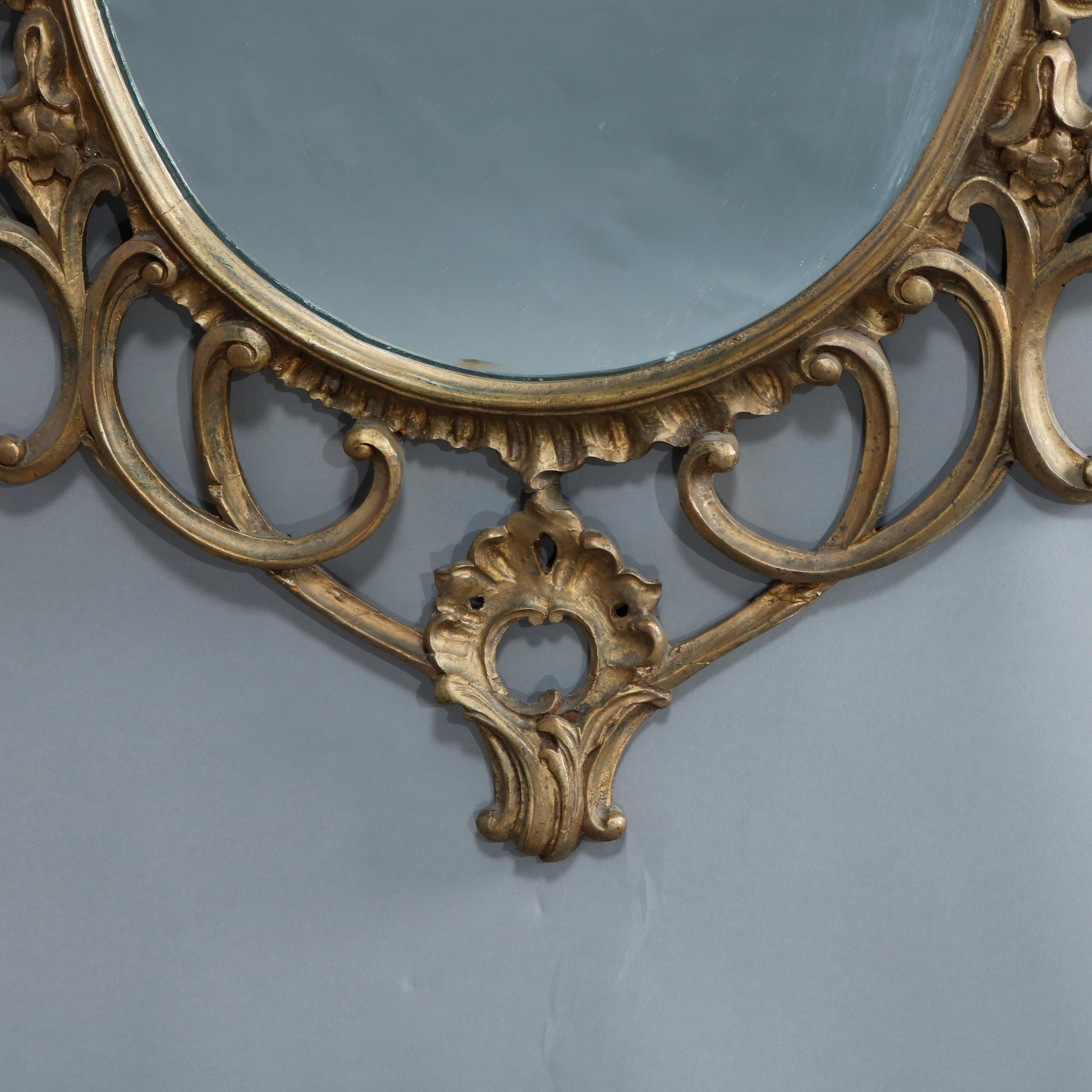 Antique Pair Large French Louis XIV Giltwood Wall Mirrors, 19th Century 3