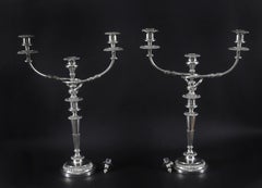 Antique Pair Large George III Three Light Candelabra by Matthew Boulton 18th C