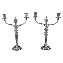 Antique Pair Large George III Three Light Candelabra by Matthew Boulton 18th C