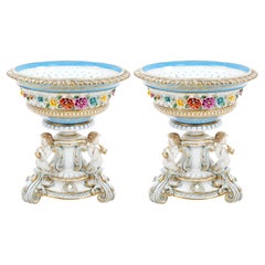 Antike Paar große deutsche Meissen Porcelain Figural Centerpieces