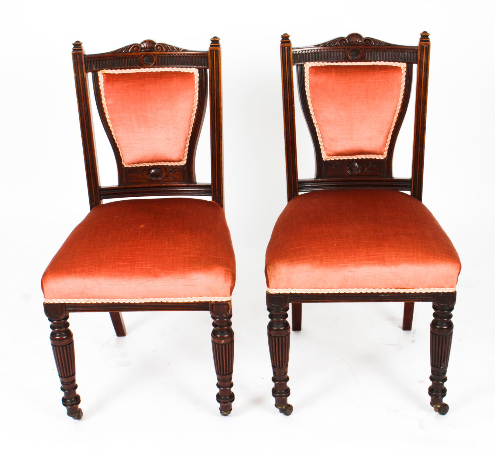 Antique Pair Late Victorian Side Chairs, 19th Century 6