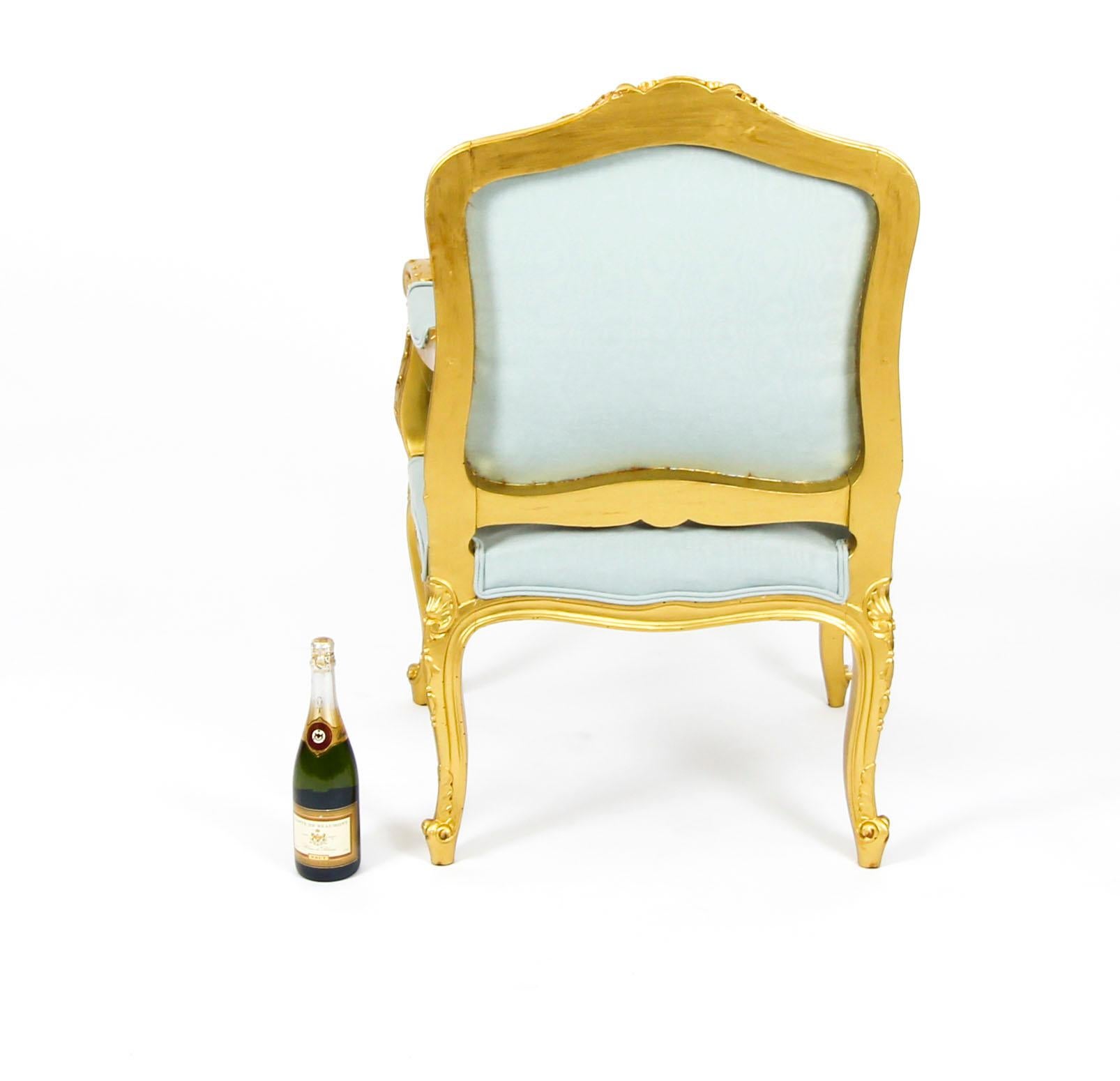 Antique Pair of Louis Revival French Giltwood Armchairs, 19th Century 6