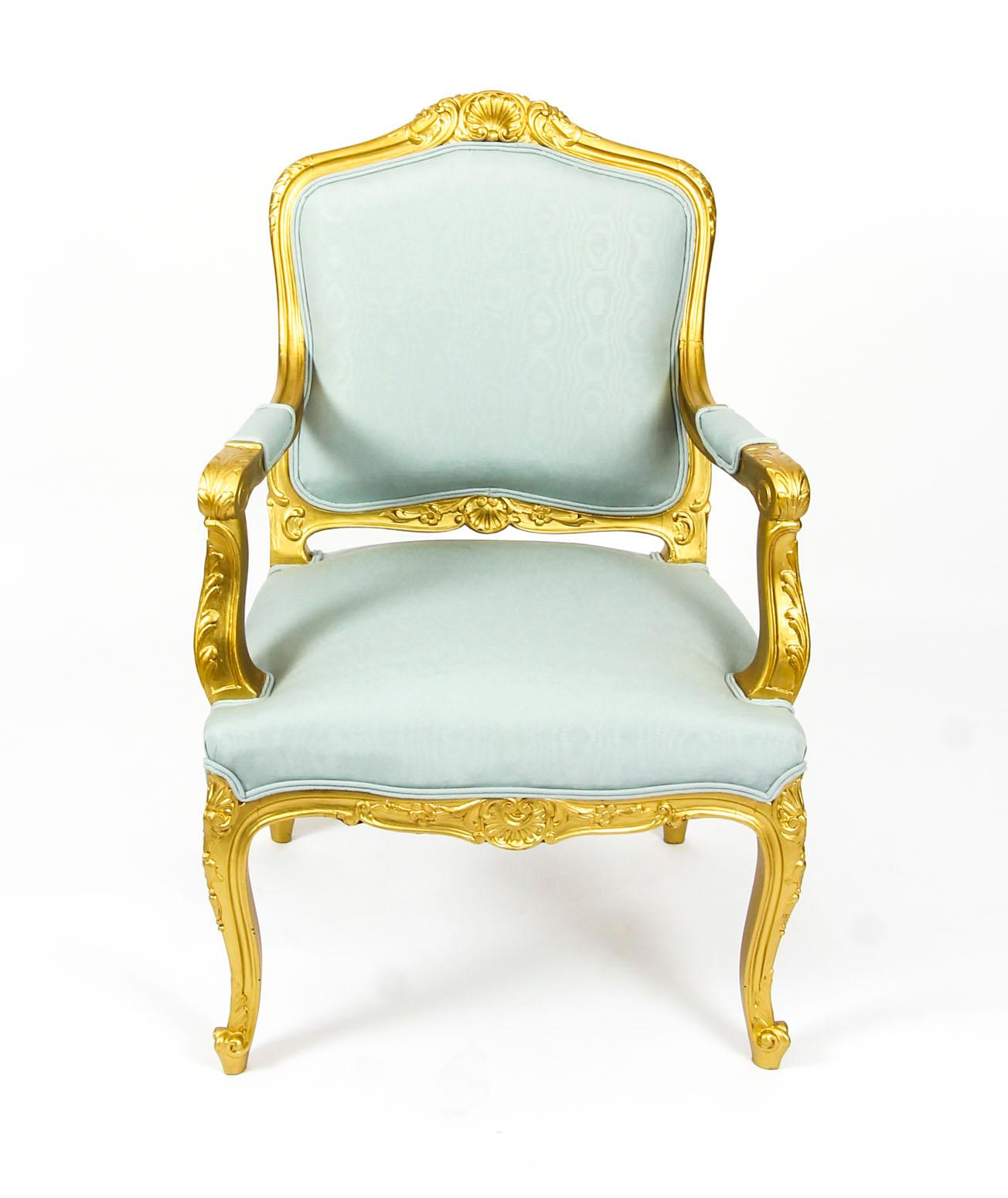 Antique Pair of Louis Revival French Giltwood Armchairs, 19th Century In Good Condition In London, GB