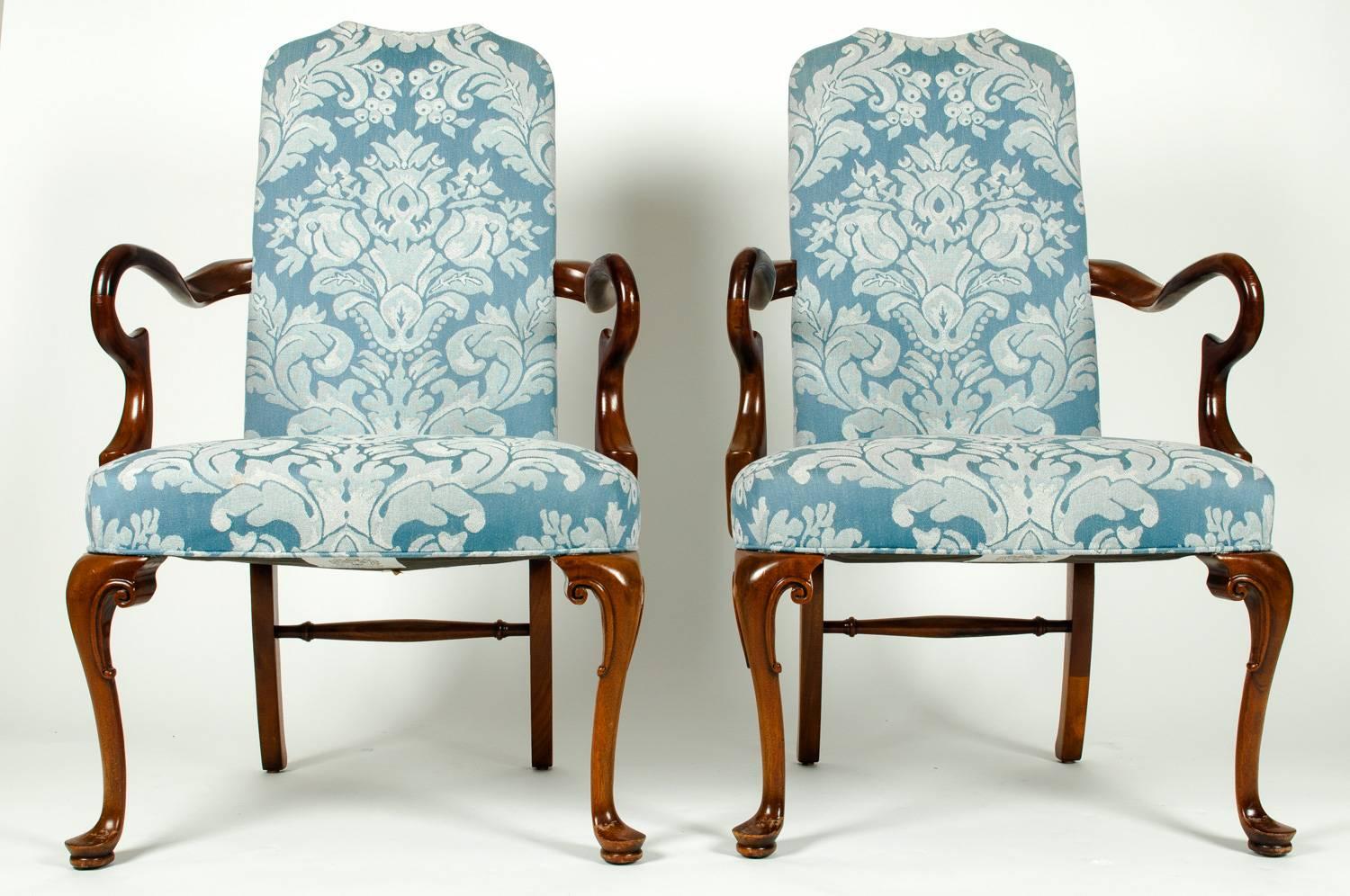 Antique Pair of Mahogany Framed Side Armchairs 2