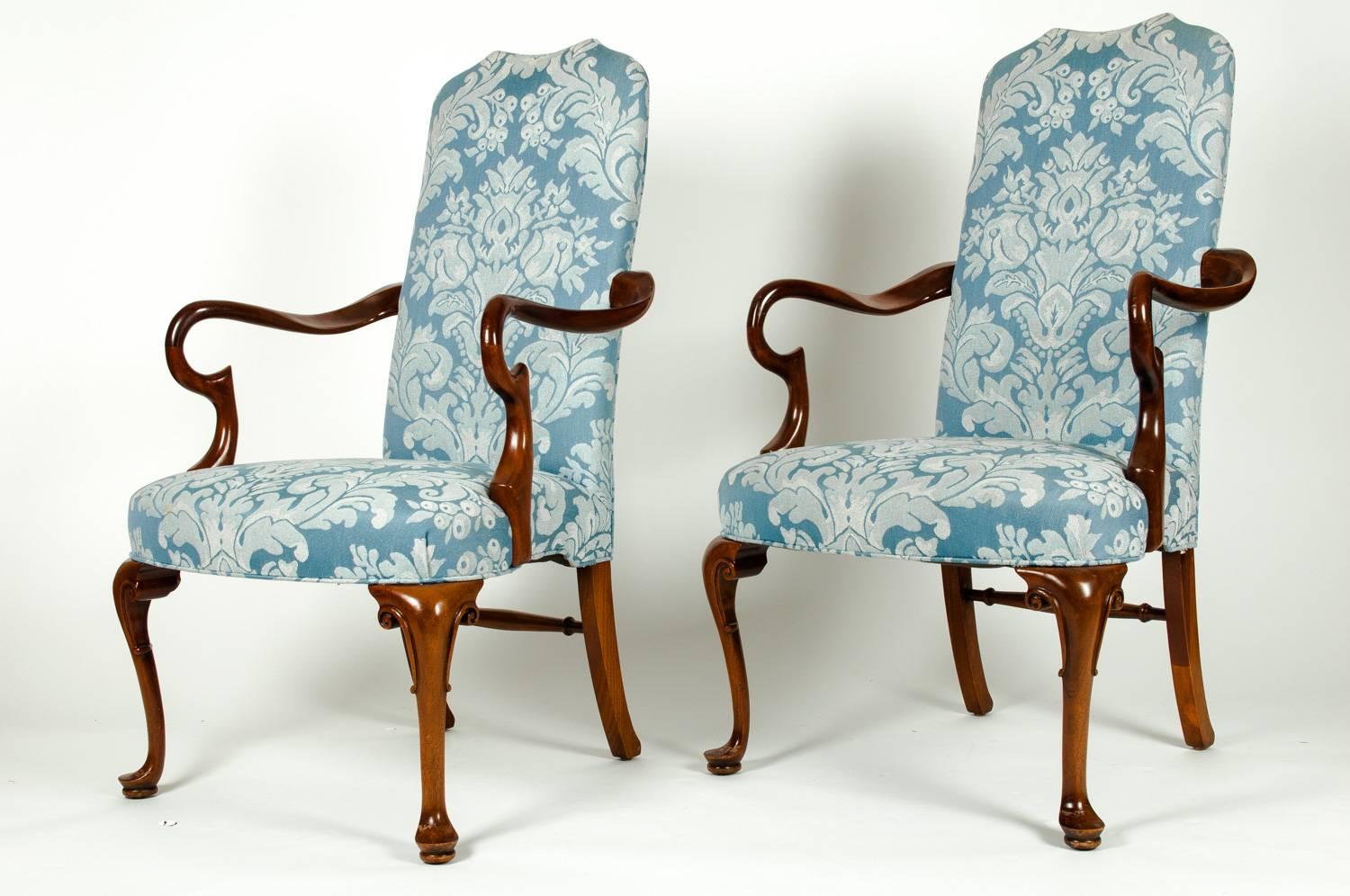 Antique Pair of Mahogany Framed Side Armchairs 4