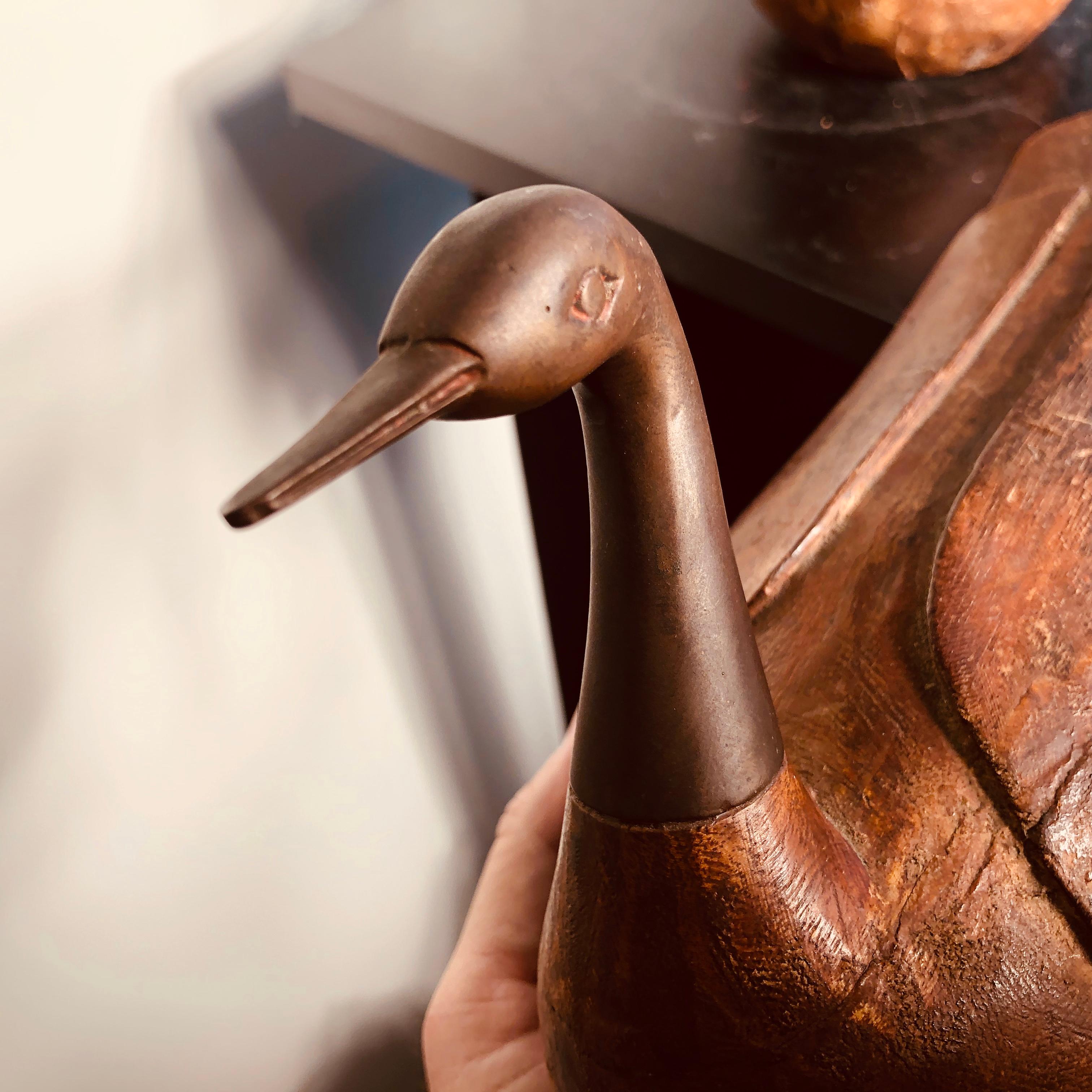 Antique Pair Mandarin Wedding Ducks, Hand Carved with Fine Details 1