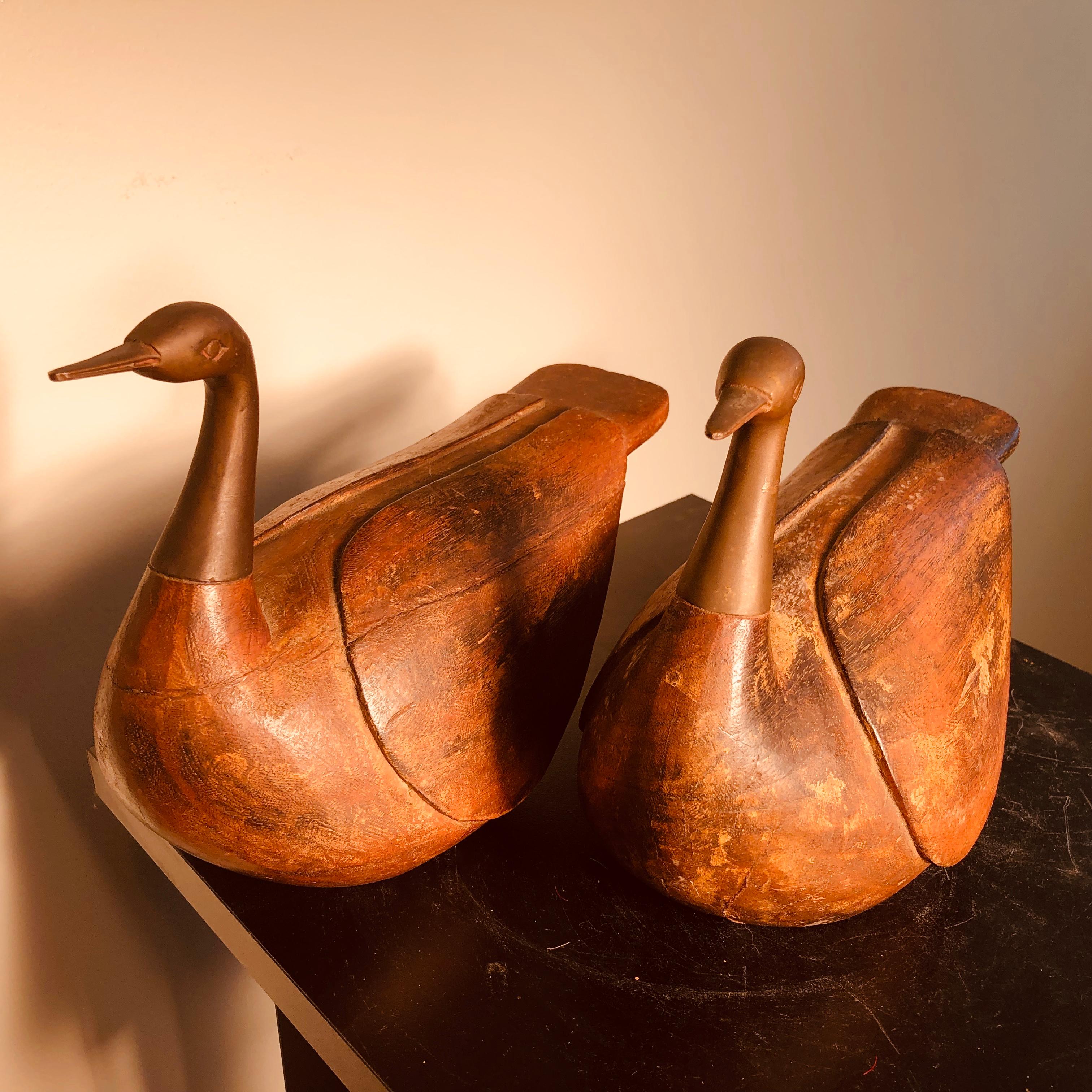 antique hand carved wooden ducks