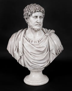 Antique Pair Marble Busts of Emperors Lucius Verus & Antoninus Pius 20th Century