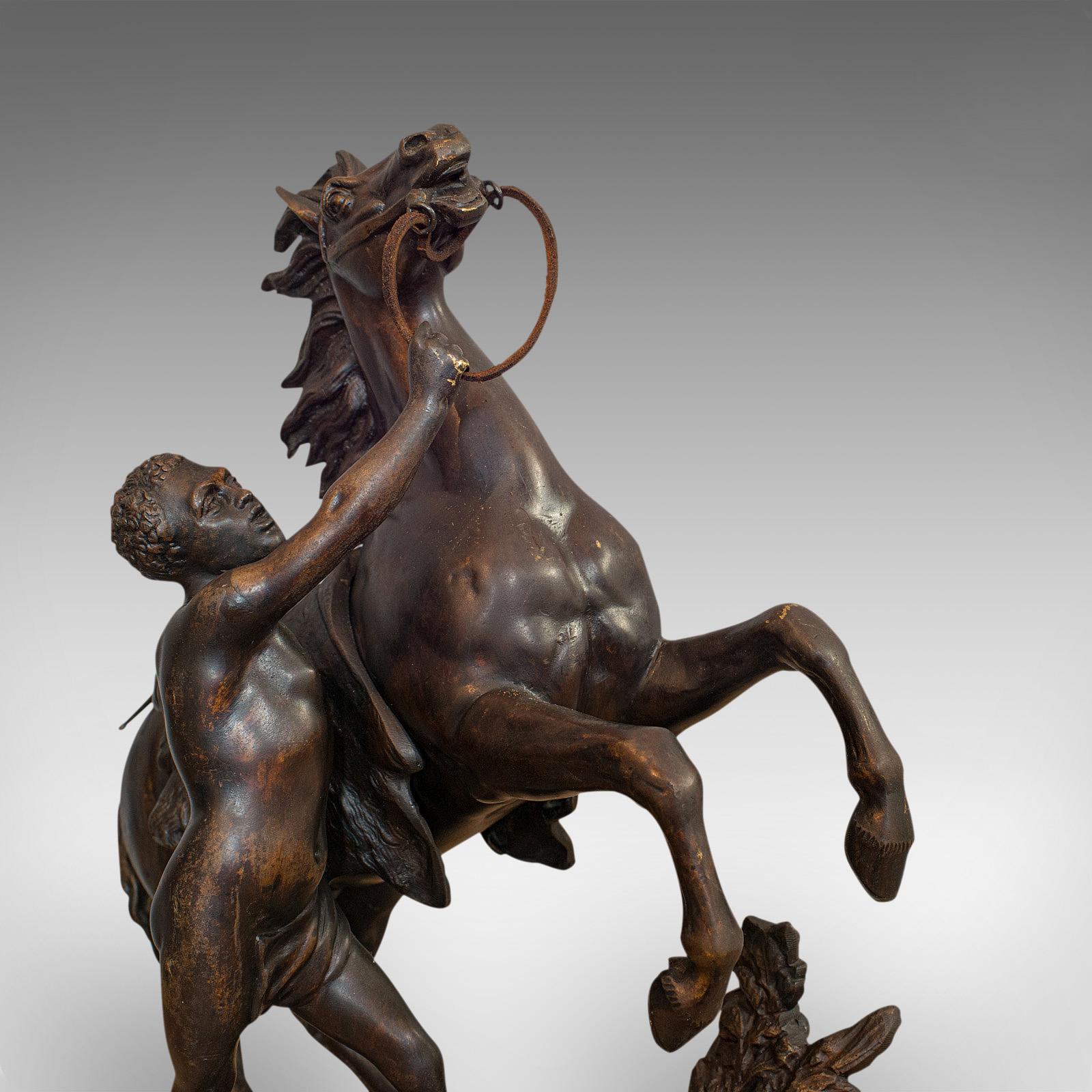 Antique, Pair, Marly Horses, French, Bronze, Equestrian, Statue, after Coustou 6