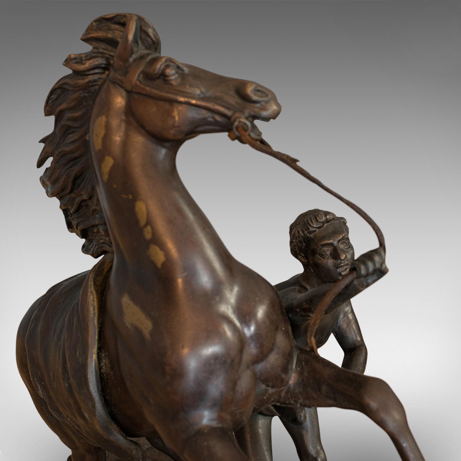 Antique, Pair, Marly Horses, French, Bronze, Equestrian, Statue, after Coustou 7